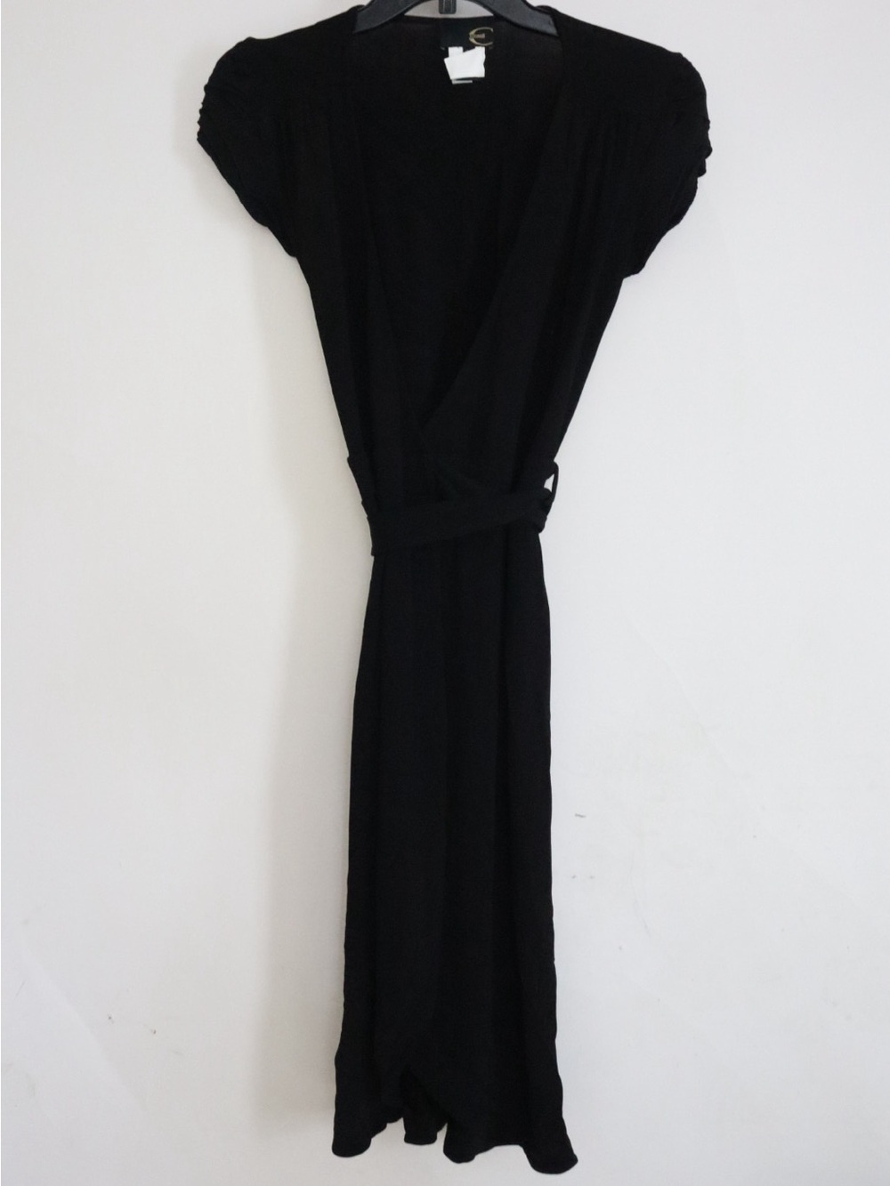 Just Cavalli Black V‑Neck Wrap Midi Dress